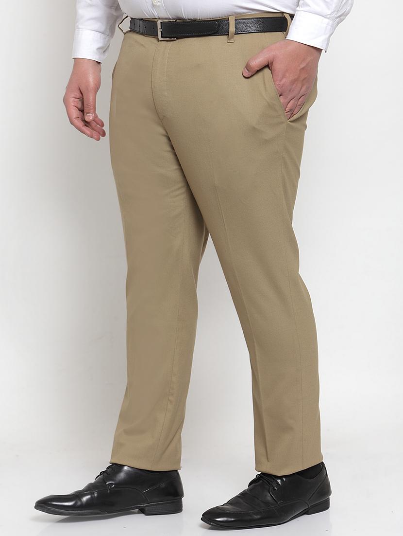 pluss khaki solid chinos - 17551279 - Zoom Image - 2