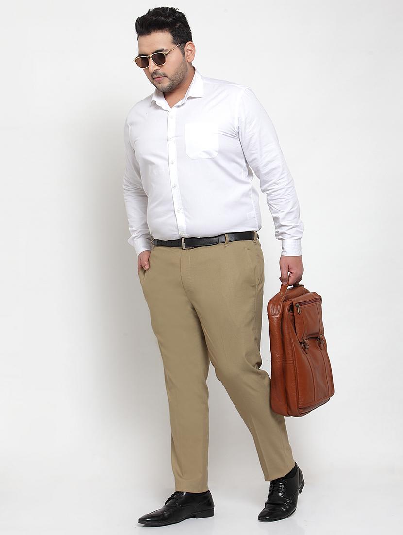 pluss khaki solid chinos - 17551279 - Zoom Image - 4