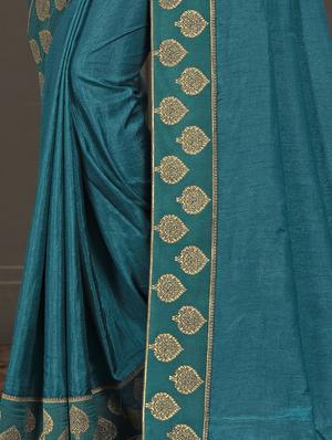 solid bordered saree with blouse - 17551333 - Standard Image - 2