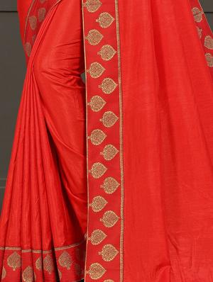 solid bordered saree with blouse - 17551335 - Standard Image - 2