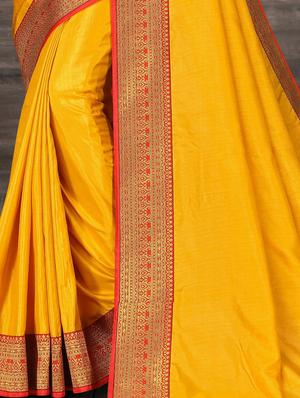 solid bordered saree with blouse - 17551340 - Standard Image - 2