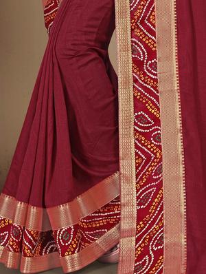 maroon kheecha silk bordered saree with blouse - 17551356 - Standard Image - 2