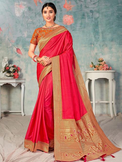 solid embroidered saree with blouse - 17551369 - Standard Image - 1