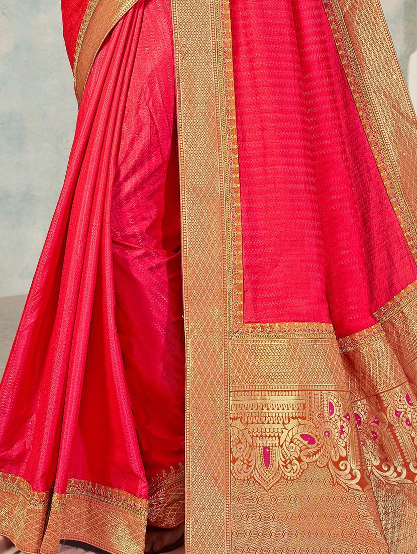 solid embroidered saree with blouse - 17551369 - Zoom Image - 2