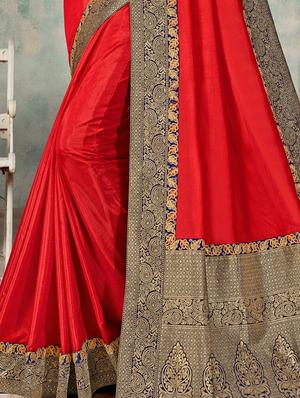 solid embroidered saree with blouse - 17551374 - Standard Image - 2