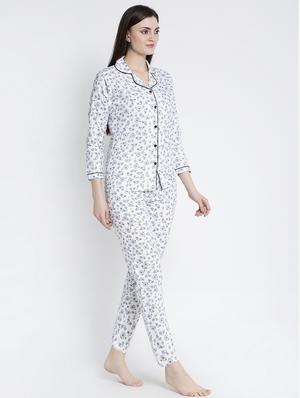 white cotton blend pyjama nightwear set - 17551382 - Standard Image - 2