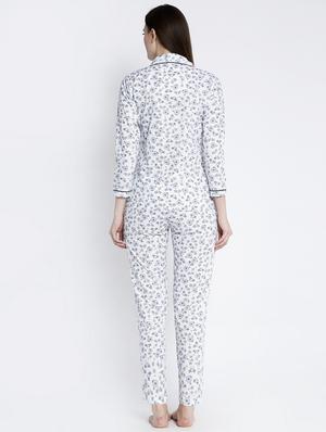white cotton blend pyjama nightwear set - 17551382 - Standard Image - 3
