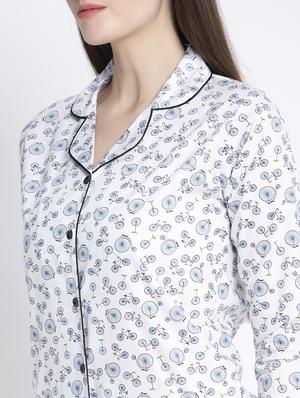white cotton blend pyjama nightwear set - 17551382 - Standard Image - 4