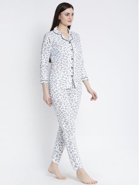 white cotton blend pyjama nightwear set - 17551382 - Zoom Image - 2