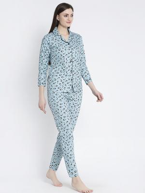blue cotton blend pyjama nightwear set - 17551383 - Standard Image - 2
