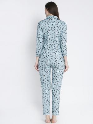 blue cotton blend pyjama nightwear set - 17551383 - Standard Image - 3