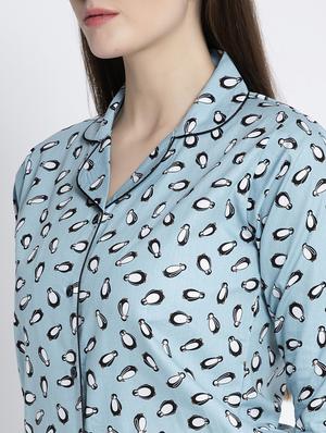 blue cotton blend pyjama nightwear set - 17551383 - Standard Image - 4