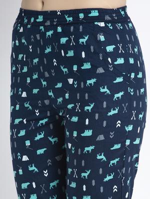 navy blue cotton blend pyjama nightwear set - 17551385 - Standard Image - 5