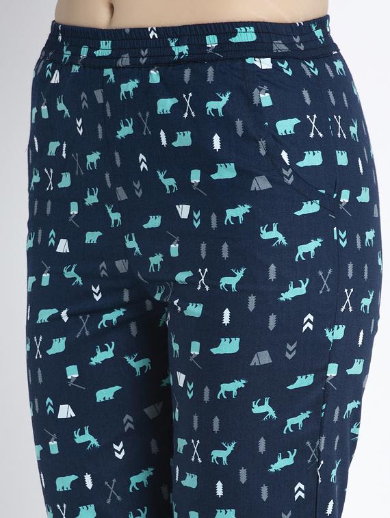 navy blue cotton blend pyjama nightwear set - 17551385 - Zoom Image - 5