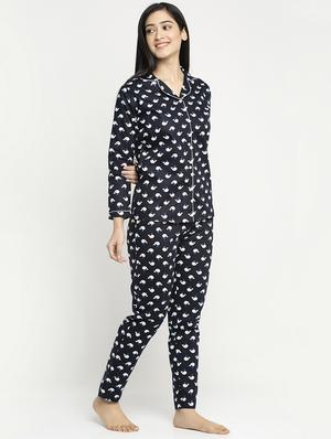 black cotton blend pyjama nightwear set - 17551390 - Standard Image - 2