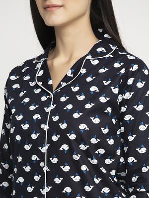 black cotton blend pyjama nightwear set - 17551390 - Standard Image - 4