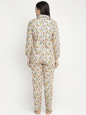 neutral cotton blend pyjama nightwear set - 17551391 - Standard Image - 3
