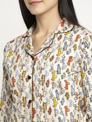 neutral cotton blend pyjama nightwear set - 17551391 - Standard Image - 4