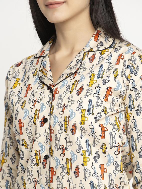 neutral cotton blend pyjama nightwear set - 17551391 - Zoom Image - 4