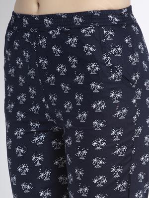 navy blue cotton blend pyjama nightwear set - 17551393 - Standard Image - 5
