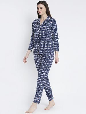 blue cotton blend pyjama nightwear set - 17551394 - Standard Image - 2