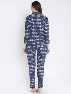 blue cotton blend pyjama nightwear set - 17551394 - Standard Image - 3