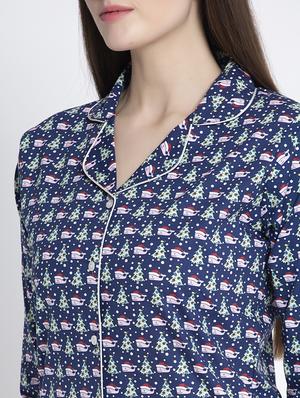 blue cotton blend pyjama nightwear set - 17551394 - Standard Image - 4