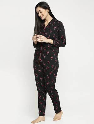 black cotton blend pyjama nightwear set - 17551399 - Standard Image - 2