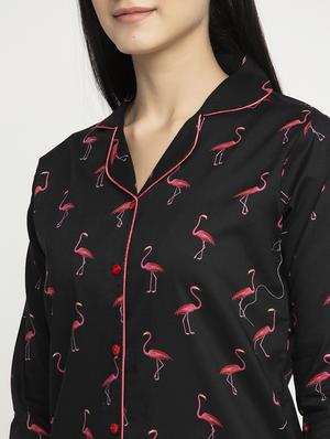 black cotton blend pyjama nightwear set - 17551399 - Standard Image - 4