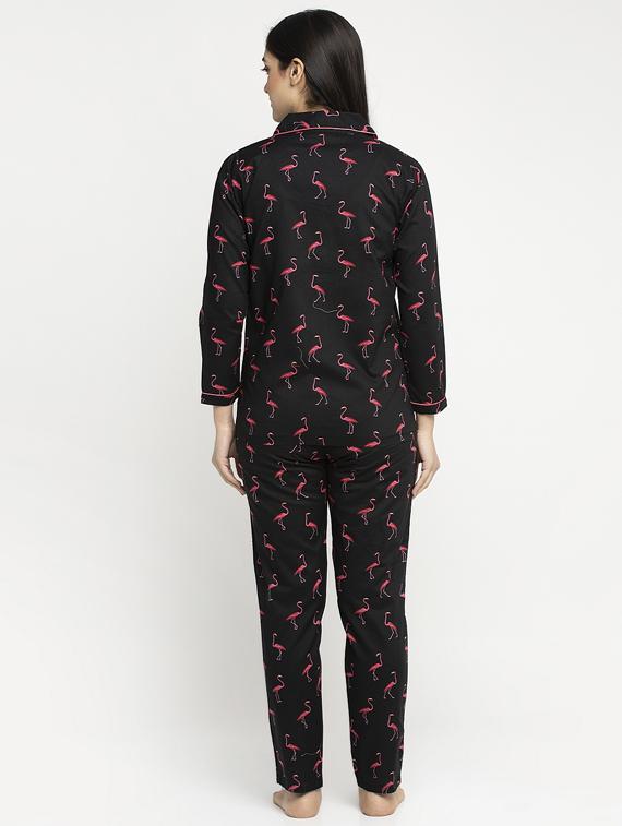 black cotton blend pyjama nightwear set - 17551399 - Zoom Image - 3