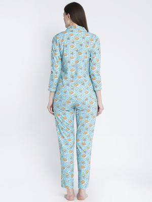 blue cotton blend pyjama nightwear set - 17551403 - Standard Image - 3