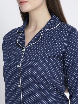 navy blue cotton blend pyjama nightwear set - 17551409 - Standard Image - 5