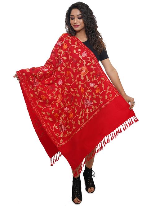 red wool blend shawl - 17551679 - Standard Image - 1