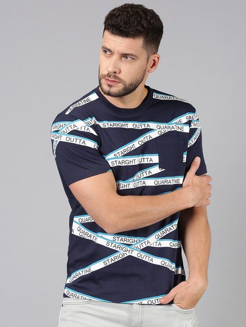navy blue printed t-shirt - 17551733 - Very Small Image - 1