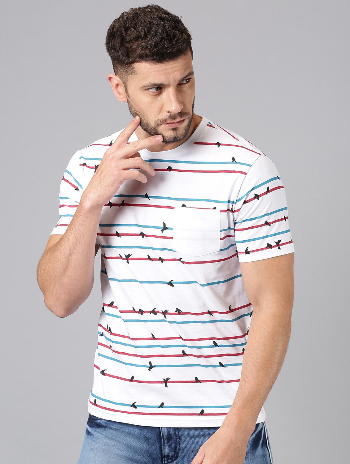 white printed pocket t-shirt - 17551734 - Zoom Image - 1
