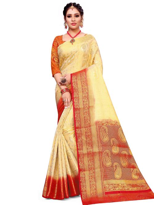 self design kanjivaram saree with blouse - 17552240 - Standard Image - 1