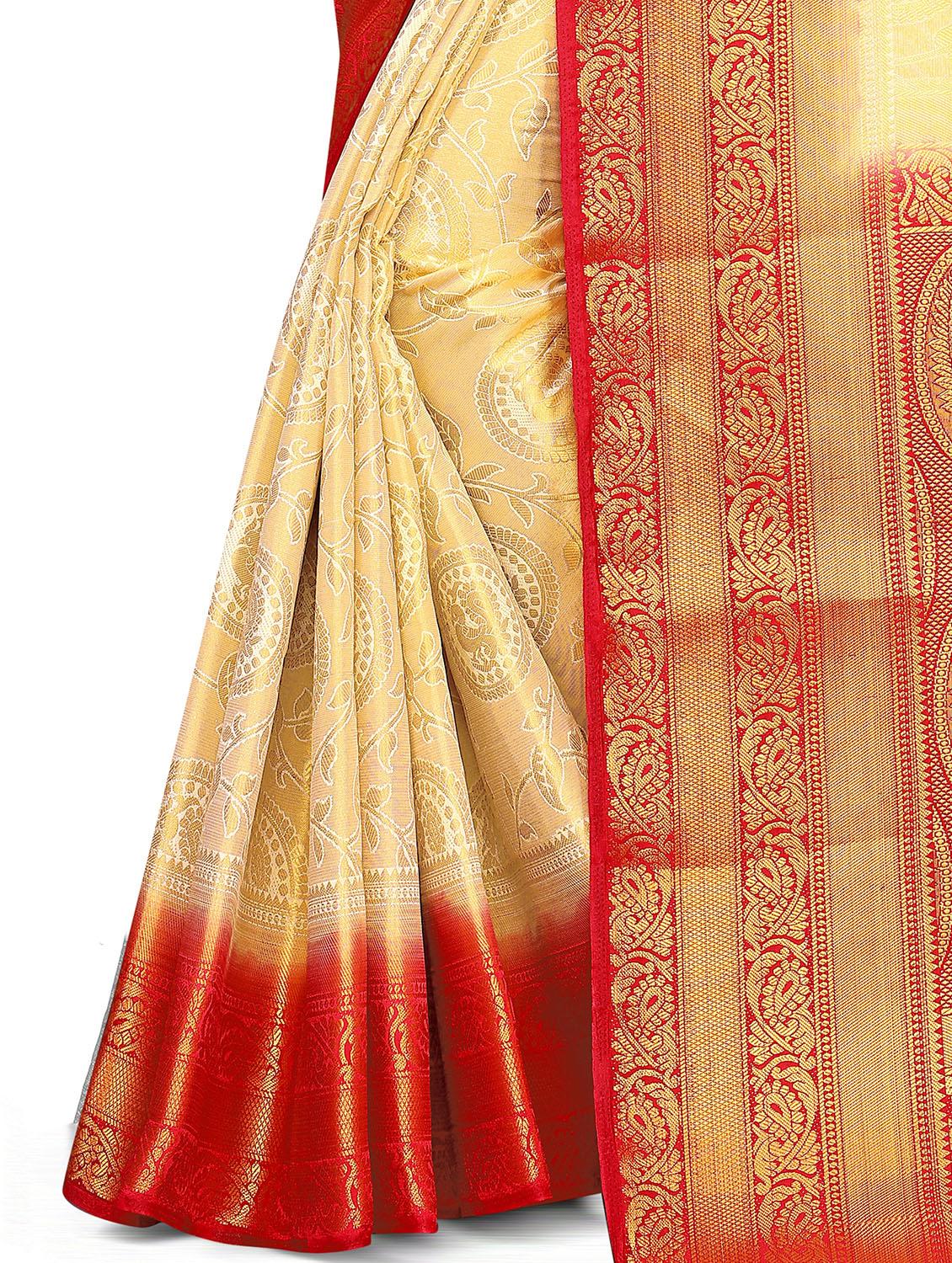 self design kanjivaram saree with blouse - 17552240 - Zoom Image - 5