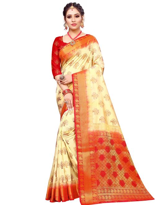 self design kanjivaram saree with blouse - 17552241 - Standard Image - 1