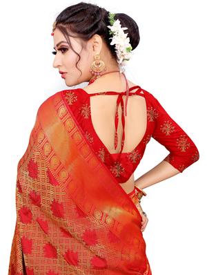 self design kanjivaram saree with blouse - 17552241 - Standard Image - 4