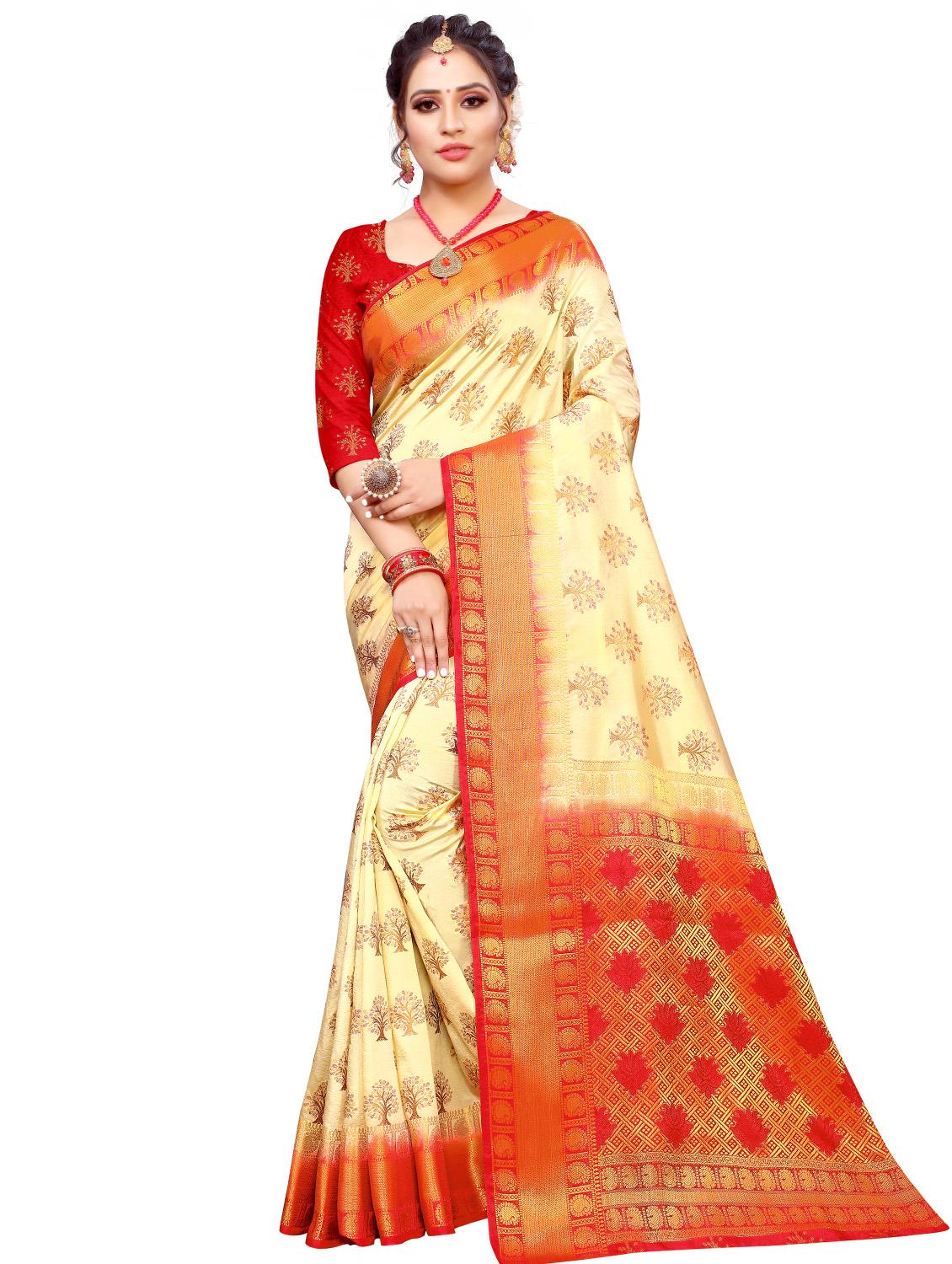 self design kanjivaram saree with blouse - 17552241 - Zoom Image - 1