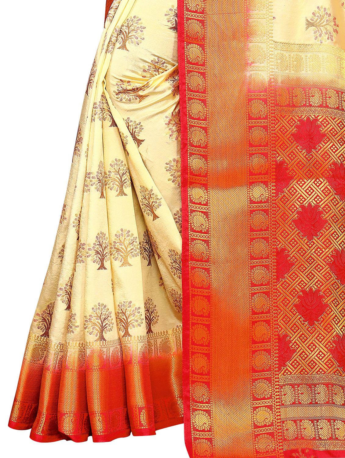 self design kanjivaram saree with blouse - 17552241 - Zoom Image - 5