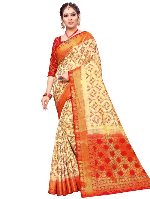 self design kanjivaram saree with blouse - 17552242 - Standard Image - 1