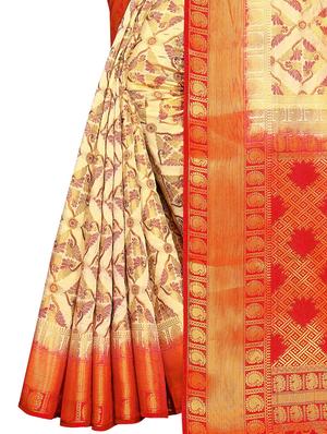 self design kanjivaram saree with blouse - 17552242 - Standard Image - 5