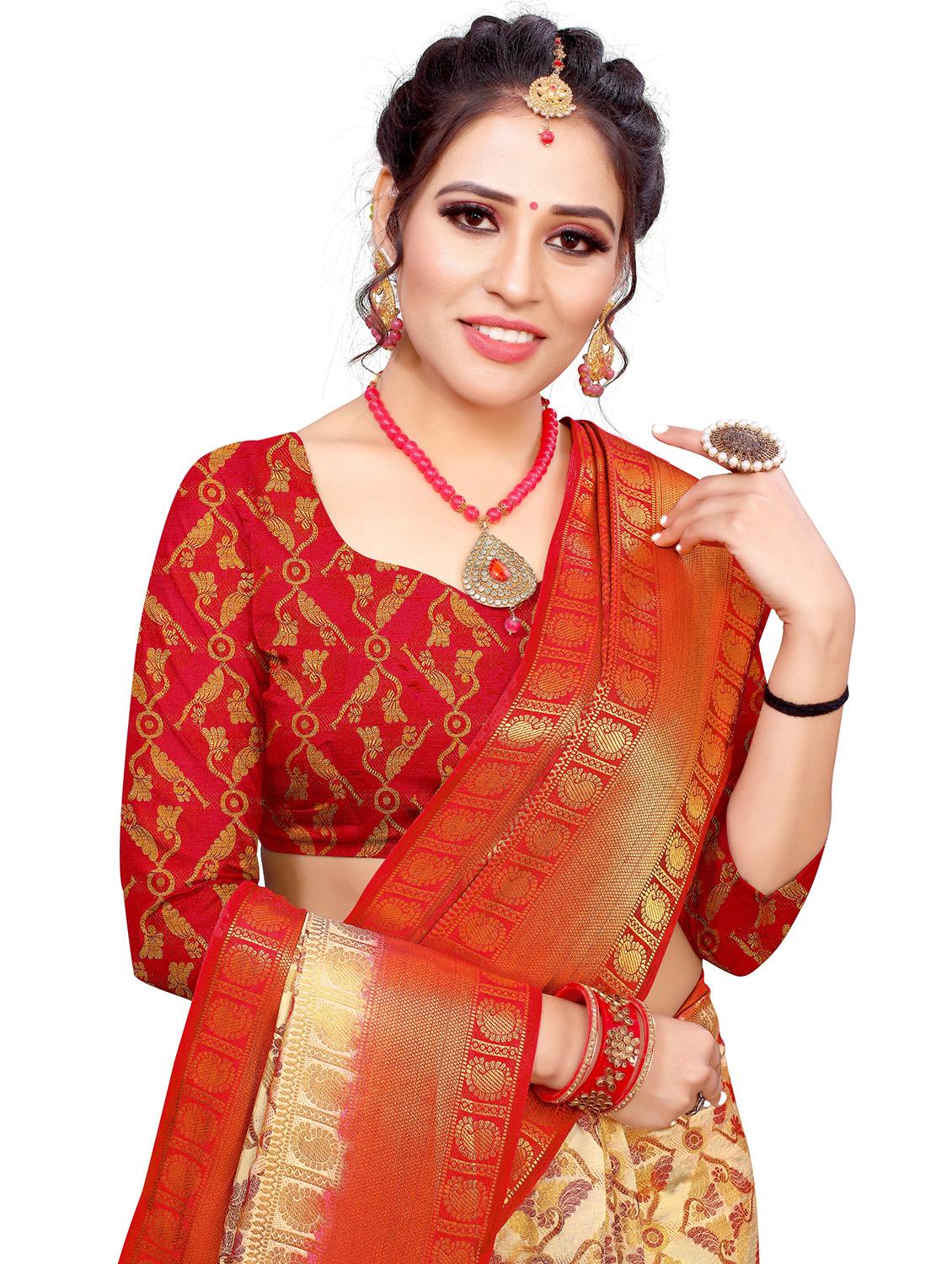 self design kanjivaram saree with blouse - 17552242 - Zoom Image - 3