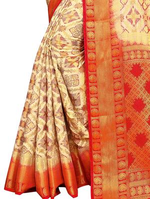 self design kanjivaram saree with blouse - 17552243 - Standard Image - 5