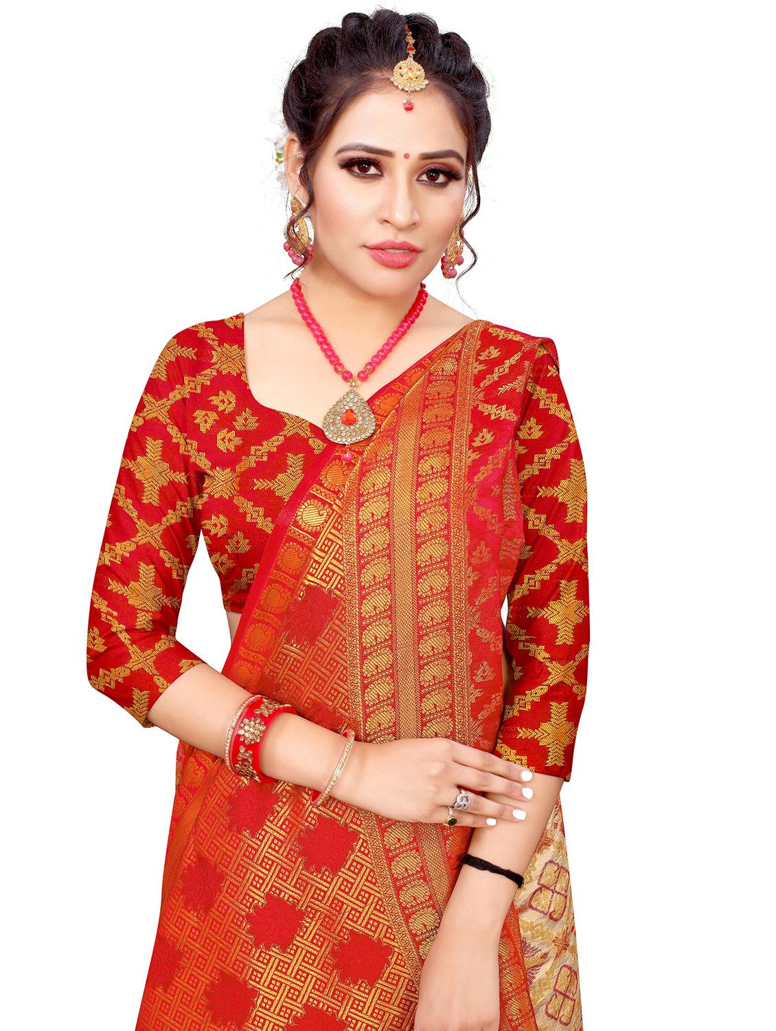 self design kanjivaram saree with blouse - 17552243 - Zoom Image - 3