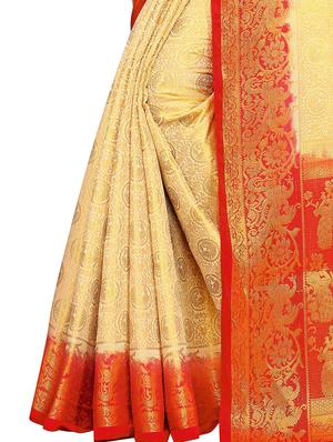 self design kanjivaram saree with blouse - 17552246 - Standard Image - 4