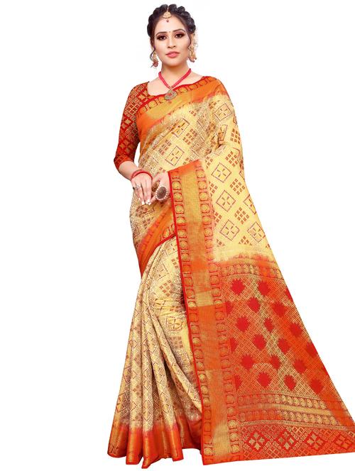 self design kanjivaram saree with blouse - 17552248 - Standard Image - 1