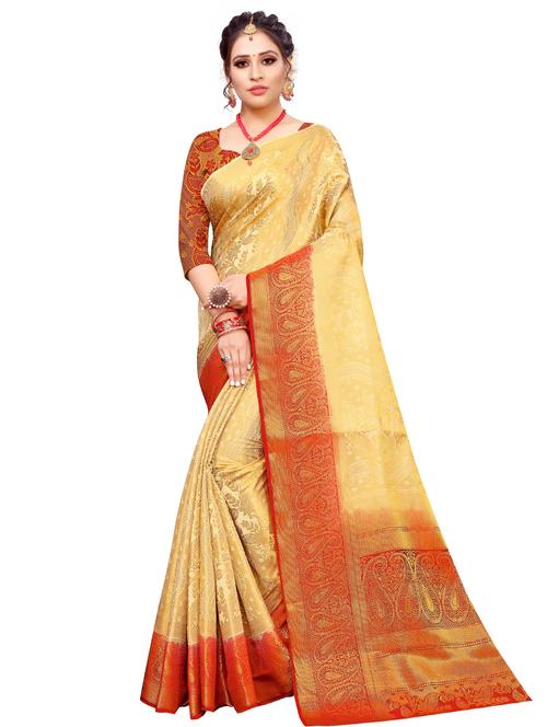 self design kanjivaram saree with blouse - 17552250 - Standard Image - 1