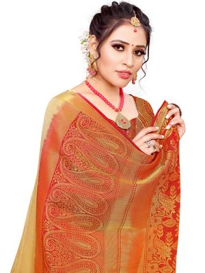 self design kanjivaram saree with blouse - 17552250 - Standard Image - 3